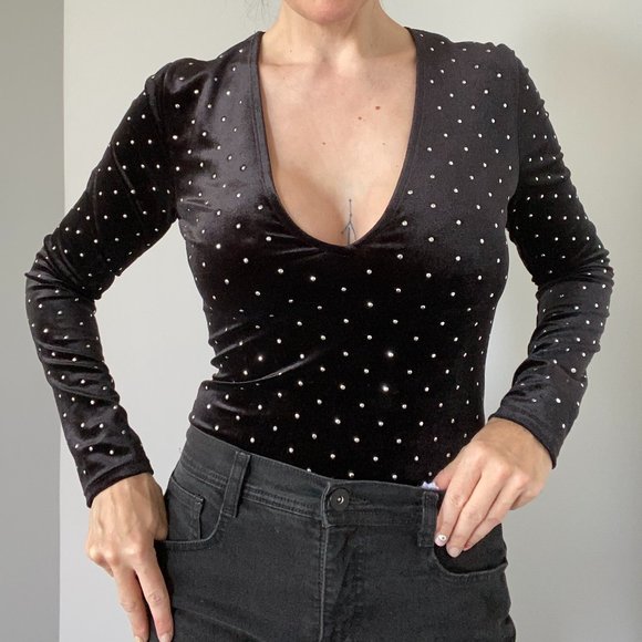 Sparkle Studded Bodysuit | Velvet | Size S - Picture 1 of 8